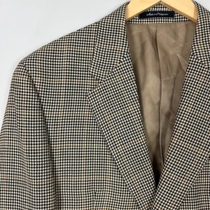 Vintage Lauren Ralph Lauren Houndstooth Wool Sport Coat Blazer Size 42R Jacket M - Picture 1 of 5