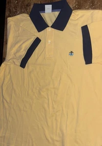 Camisa Polo Brooks Brothers 1818 Para Hombre Grande Amarillo Azul Calce Ajustado Rendimiento XL - Imagen 1 de 3