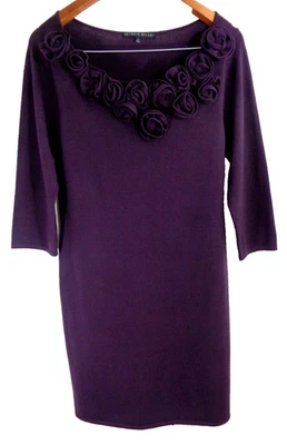 Vestido Suéter Antonio Melani Púrpura Lana Merino L Tejido Borde Rosa Elegante Femenino Foto 1 de 4