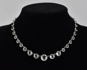 Antique Edwardian Old Paste Riviere Necklace Faux White Diamonds - Picture 1 of 5