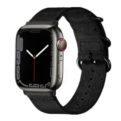 Correa de reloj de cuero genuino vintage para Apple Watch correa 49 mm 10 9 8 7 46 mm 45 mm Foto 1 de 4