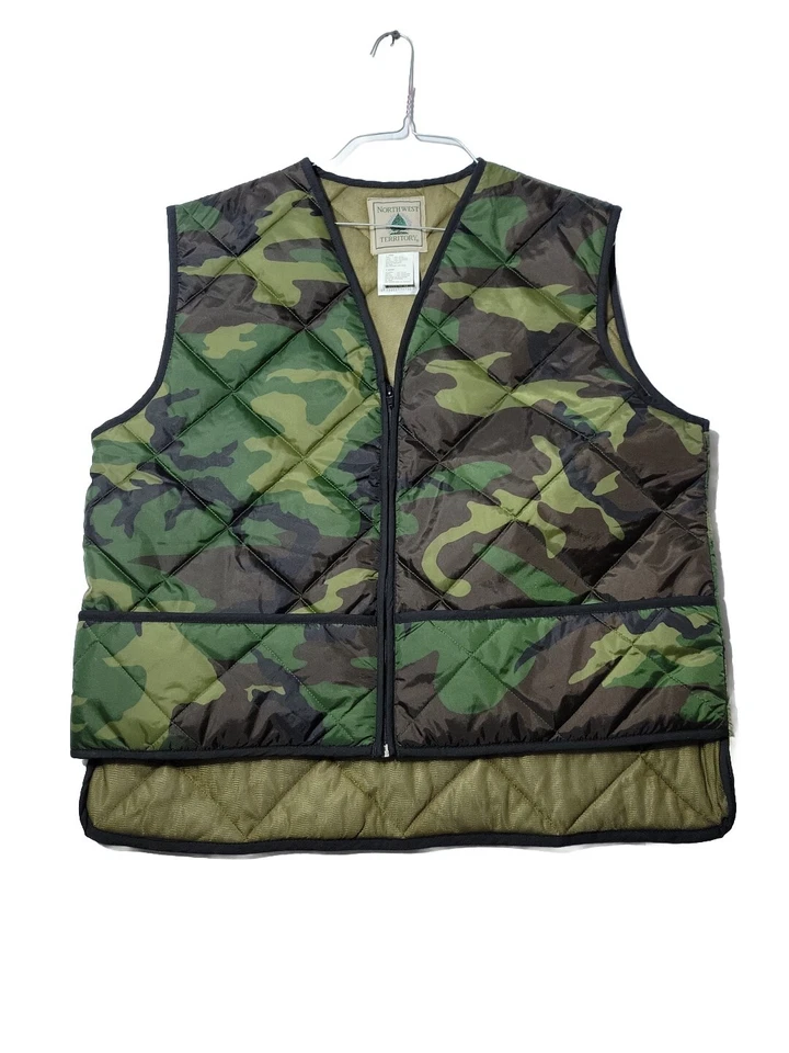 Northwest Territory Men LG Hunting Vest Green Camouflage Open Front Pockets Soft - Image 1 of 4