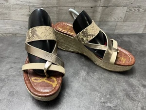 Sam Edelman Espadrille-Sandalen Pantoletten Damen 9M Raleigh Schuhe braun Leder Keilabsatz - Bild 1 von 17
