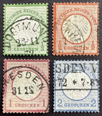 Germany 1872 Sc# 2-5 Lot of 4 Used Stamps Eagle Small Shield Embossed - Image 1 of 2