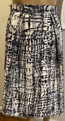 PRABAL GURUNG Falda estampado blanco/azul con detalle de lúrex y flecos TALLA XS Foto 1 de 4