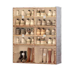 Portable Stackable Shoe Storage Cabinet with Doors and Shelves for Closet - Picture 1 of 7