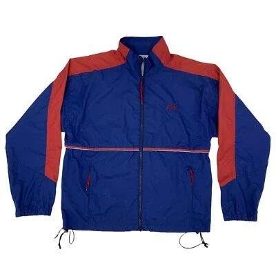 Chaqueta cortavientos vintage Asics para hombre S pequeña azul roja cremallera completa ligera años 90 Foto 1 de 4