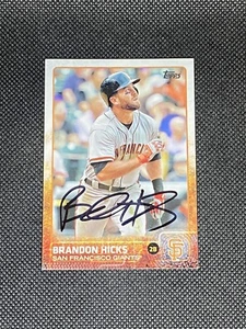 Tarjeta automática firmada por Brandon Hicks San Francisco Giants 2015 Topps #273 ~ certificado de autenticidad - Imagen 1 de 3