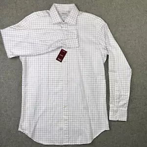 T.M. Lewin Men's Dress Shirt Luxury Slim Fit Check Purple White Size 16.5-36 NEW - Picture 1 of 12