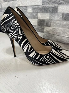 Dune Heels Size 3.5 Black White Stripes Occasion Excellent Condition Wedding - Picture 1 of 5