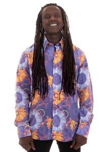 Camicia uomo manica lunga Comycom viola colorata a fiori - Foto 1 di 7