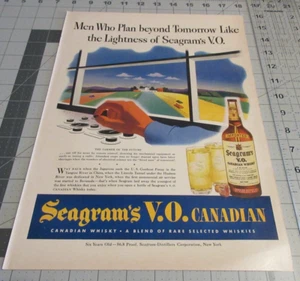 1943 Seagram's V.O. Canadian Whiskey Plan beyond Tomorrow, Vintage Print Ad - Picture 1 of 4