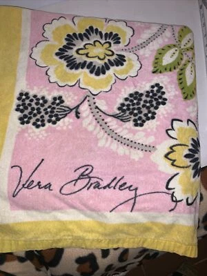 Toalla de playa Vera Bradley rosa amarillo floral Foto 1 de 3