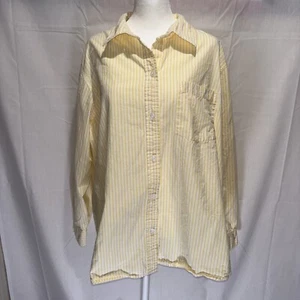 Cherokee Women Yellow Striped Long Sleeve Button-Down Shirt 18w Beach Boho - Picture 1 of 14
