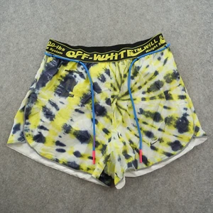 Nike x Off-White NRG Shorts Womens Large Yellow Black Running Lined Elastic Wais - Picture 1 of 20