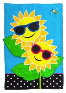 Fancy Sunny Day 168671BL Evergreen APPLIQUE Garden Flag 12.5” x 18” - Picture 1 of 1