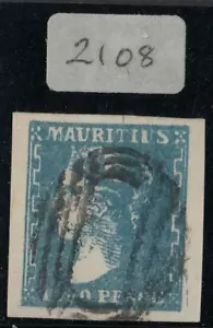 SG 43a Mauritius 1859. 2d blau. Sehr fein gebraucht. 4 große Ränder... - Bild 1 von 2