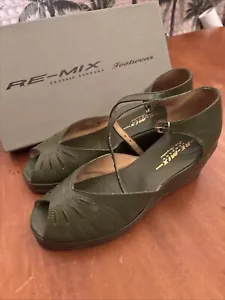 Vintage Re-Mix Dara Verde Damen-Tanzschuhe grün 135 Lederriemen Keilabsatz 8 M - Bild 1 von 13