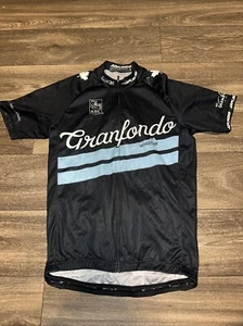 Jakroo Cycling Jersey Men’s Large Gran Fondo Whistler Black Blue #G - Picture 1 of 5