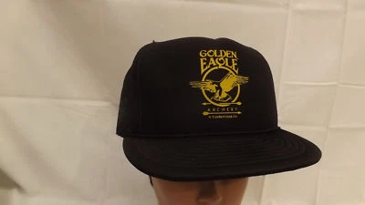 Vtg Golden Eagle Archery Black Mesh Snapback Hat/Cap NOIS Bow Hunting  - Image 1 of 4