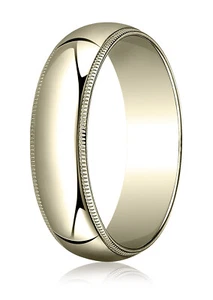 Womens 14K Yell. Gold, 6.0mm Traditional Dome Oval Ring with Milgrain - Picture 1 of 3