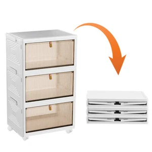 Armario Portátil 4 Niveles Plegable Caja de Almacenamiento con Ruedas DHL NUEVO - Imagen 1 de 17