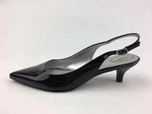 Trotters spitz zulaufende Slingback Pumps schmal Gr. 9 N, schwarz Lackleder 2743 - Bild 1 von 8