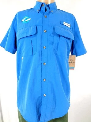 Men Short Sleeve Button Up Vented Fish Gear Wicking Shirt Mag Shield UPF 30 - Image 1 of 4