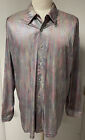 Vintage Monzini Collection Men's Metallic Rainbow Disco Rayon Ls Shirt Size Xl