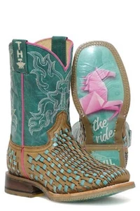 New! Tin Haul Youth Girl's 'GITCHA A GOOD ONE' COWBOY BOOTS Ride sole 7 SIZES! - Picture 1 of 3