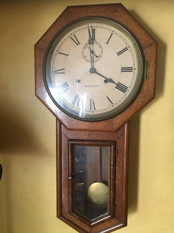 1920s Seth Thomas oak railroad regulator 8 day wide up clock all original parts Cover