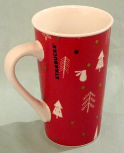 Starbucks Tall Mug Cup 2019 Red Christmas Tree Holiday Ceramic 16 oz Festive - Picture 1 of 8