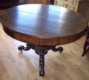 Tisch rund Biedermeier - ANTIK Shabby aus Nussbaum Wurzelfurnier - Bild 1 von 6