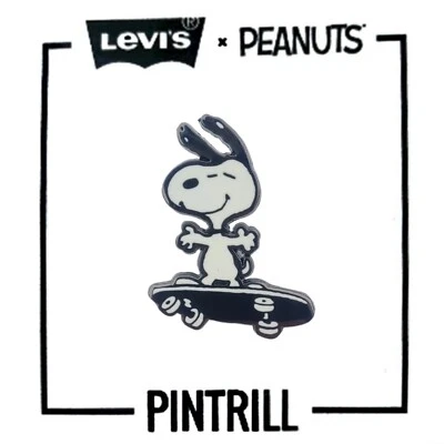 ⚡RARE⚡ PINTRILL x PEANUTS x LEVI'S SKATEBOARDING SNOOPY PIN *BRAND NEW* 2020 LE - Image 1 of 3