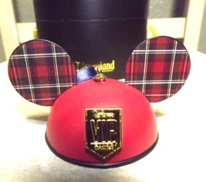(1) Neu Disneyland VIP Tours Baumschmuck - Exklusiv Karo Mickey Ohren + Box - Bild 1 von 10