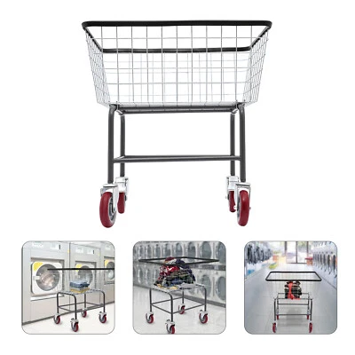 Steel Wire Laundry Cart Laundry Basket Commercial Laundry Cart With Wheels - Image 1 of 4