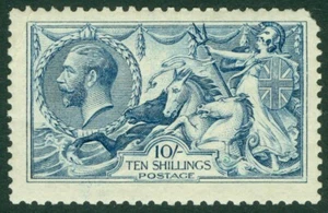 SG 412 10/- blue. Very lightly mounted mint. Pulled perf at top right corner... - Imagen 1 de 2
