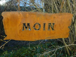 Schild Moin aus Metall zum Aufhängen, Nordsee Ostfriesland, Metallschild Garten - Bild 1 von 4
