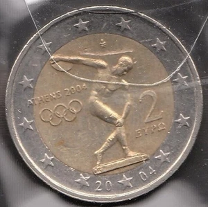 E083 Moneta Coin GRECIA: 2 euro 2004 Commemorativo Olimpiadi Atene Discobolo - Imagen 1 de 1