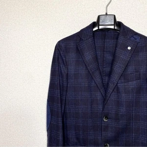 LBM1911 Glen Check Jacket Size 44 Navy - Picture 1 of 10