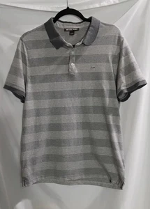Michael Kors Polo Shirt Mens Size Large Stripe Gray Logo - Picture 1 of 10