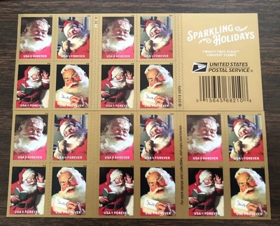 US Sparkling Holidays Santa Claus Booklet Pane of 20 Stamps MNH #5332-35 - Image 1 of 4