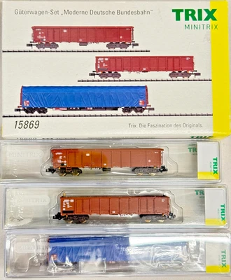 Minitrix 15869 Spur N Güterwagen-Set "Moderne DB" 3-teilig TOP OVP - Bild 1 von 3