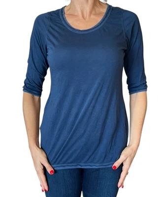 HARD TAIL FOREVER WOMEN'S TEE T-SHIRT NAVY CREW NECK  1/2 SLEEVE MODAL PJ-24 M - Image 1 of 4