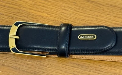 Cinturón A.testoni Hombre Cuero Genuino Negro Nuevo Hecho en Italia Foto 1 de 4