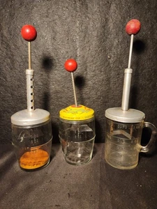 Vintage 3er Set Zwiebelkacker Glas mit Holzknopf - Pamco / Markenlos - Maß - Bild 1 von 24