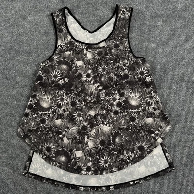 Camiseta sin mangas Lululemon para mujer mediana negra blanca floral espalda deportiva yoga gimnasio Foto 1 de 4
