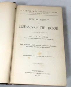 1896 U.S. Department of Agriculture Special Report Diseases Of The Horse HC - Foto 1 di 15
