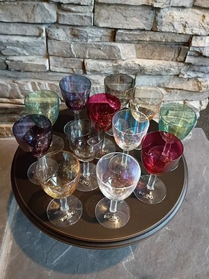 Vintage POTTERY BARN x KOSNO POLAND 12pc Set Luster Irredescent Stem Shot Glasse - Image 1 of 4