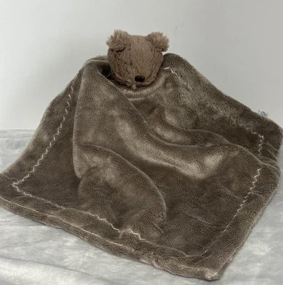 Manta de seguridad Pottery Barn Kids suave marrón oso Lovey con puntada en zig zag Foto 1 de 3